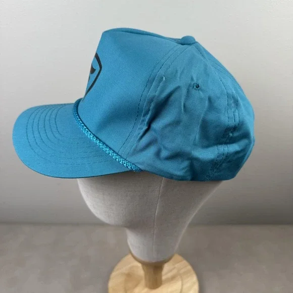 F Shield Logo Hat Cap Snap Back One Size Teal Blue Rope Foam Front Retro Mens - Picture 6 of 9
